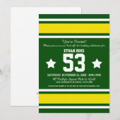 Invitation Football Jersey Green|Invitations à la fête jaune (Devant / Derrière)