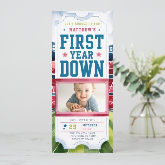 Invitation Football Jeu Ticket Sports Boy Photo 1er Anniversa (Debout devant)