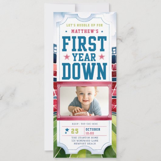 Invitation Football Jeu Ticket Sports Boy Photo 1er Anniversa (Devant)