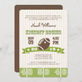 INVITATION FOOTBALL KICKOFF N'IMPORTE QUEL ANNIVERSAIRE (Devant / Derrière)