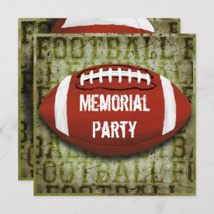 Invitation Football Memorial Party Vintage Green Grunge