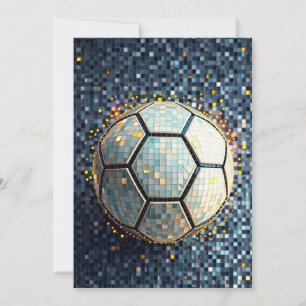 Invitation Football Mosaïque Bleu Art Abstrait Coupe du Monde