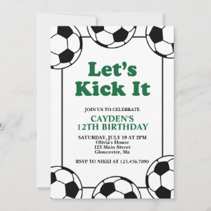 Invitation Football noir et vert Anniversaire