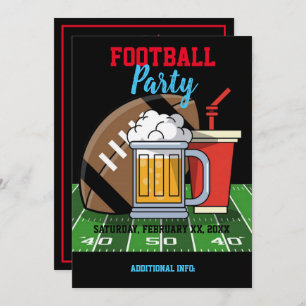 Invitation Football Party Black