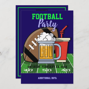Invitation Football Party Purple