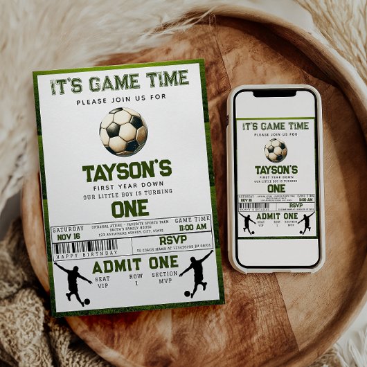 Invitation Football première année bas 1er anniversaire