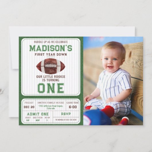 Invitation Football première année bas 1er anniversaire fête (Devant)