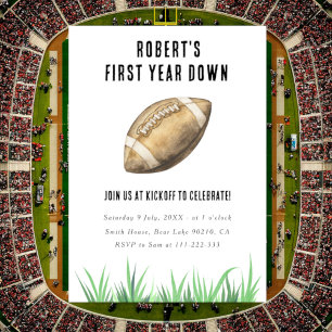 Invitation Football première année bas 1er anniversaire fête