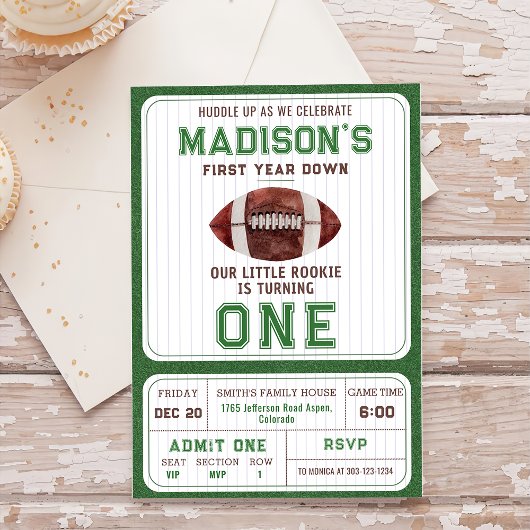 Invitation Football première année bas 1er anniversaire fête