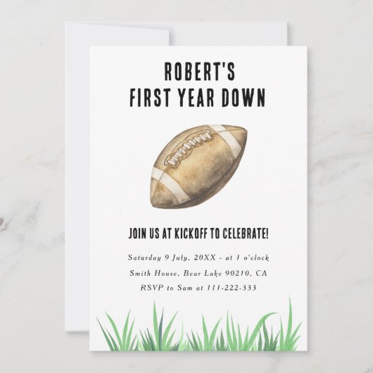 Invitation Football première année bas 1er anniversaire fête (Devant)