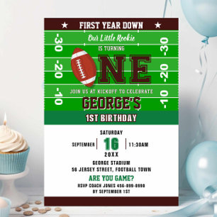 Invitation Football première année bas 1er anniversaire Jeu l