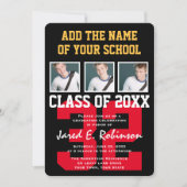 Invitation Football Quarterback Jersey Numéro Graduation (Devant)