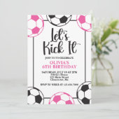 Invitation Football rose et noir Anniversaire (Debout devant)
