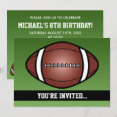 Invitation Football Rugby Anniversaire (Devant / Derrière)