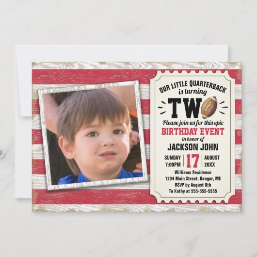 Invitation Football Rustic Red (Devant)