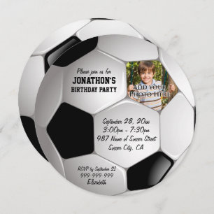 Invitation Football Soccer Ball Photo Anniversaire