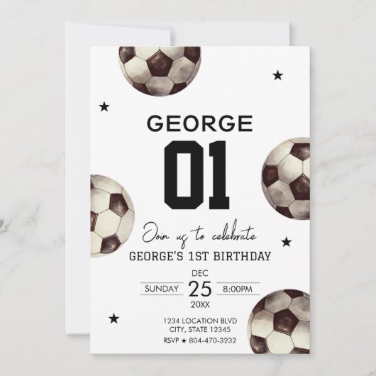 Invitation Football soccer garçon Anniversaire (Devant)