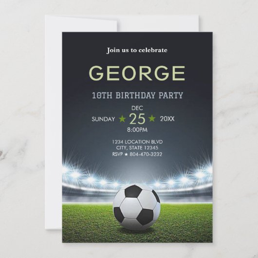 Invitation Football soccer garçon Anniversaire (Devant)