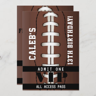 Invitation Football Sports Anniversaire Party VIP Pass Billet