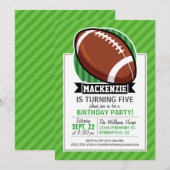 Invitation Football sur les rayures vertes (Devant / Derrière)