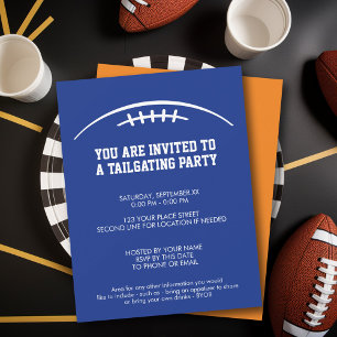 Invitation Football Tailgating Party - bleu orange