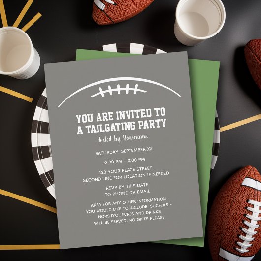 Invitation Football TailgParty - CAN EDIT COULEURS