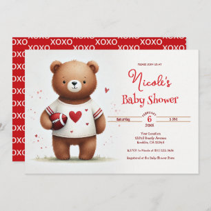 Invitation Football Teddy Bear Baby shower de Valentine