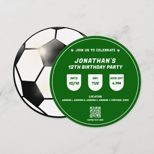 Invitation Football Thème Anniversaire Fête (Devant / Derrière)