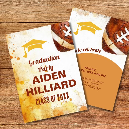 Invitation Football Thème Graduation Party