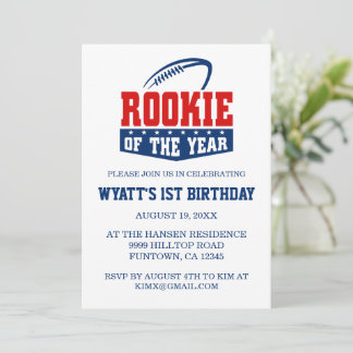 Invitation Football Thème Rookie de l'année 1er anniversaire