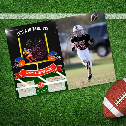 Invitation Football Touch Down Photo Anniversaire de l'enfant
