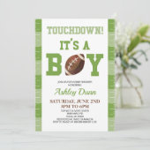 Invitation Football Touchdown C'est un Baby shower vert garço (Debout devant)