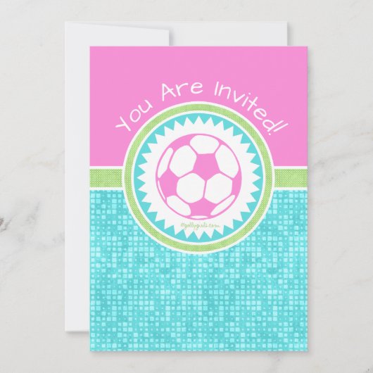 Invitation Football Tri-Pastel Couleur Avec Tuile Aqua (Devant)