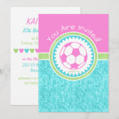 Invitation Football Tri-Pastel Couleur Avec Tuile Aqua (Devant / Derrière)