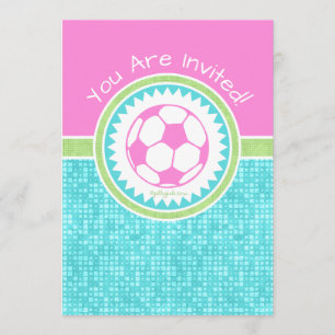 Invitation Football Tri-Pastel Couleur Avec Tuile Aqua