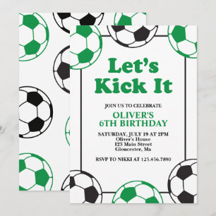 Invitation Football Vert et Noir Anniversaire