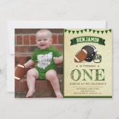 Invitation Football vintage 1ère fête d'anniversaire Photo (Devant)