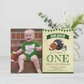 Invitation Football vintage 1ère fête d'anniversaire Photo (Debout devant)