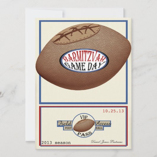 Invitation Football vintage Field Pass Bar Mitzvah (Devant)