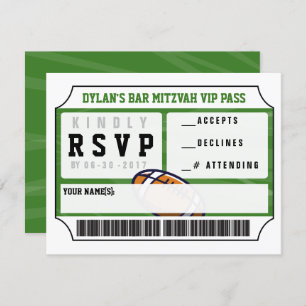 Invitation Football VIP REPONSE CARD Bar Bat mitzvah Invitati