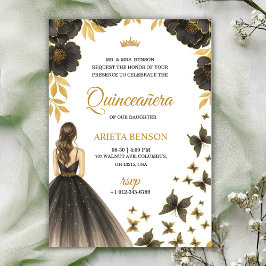 Invitation for a Quinceañera with elegant floral Kaart