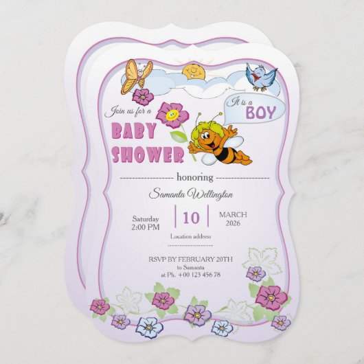 invitation for baby shower (Devant / Derrière)