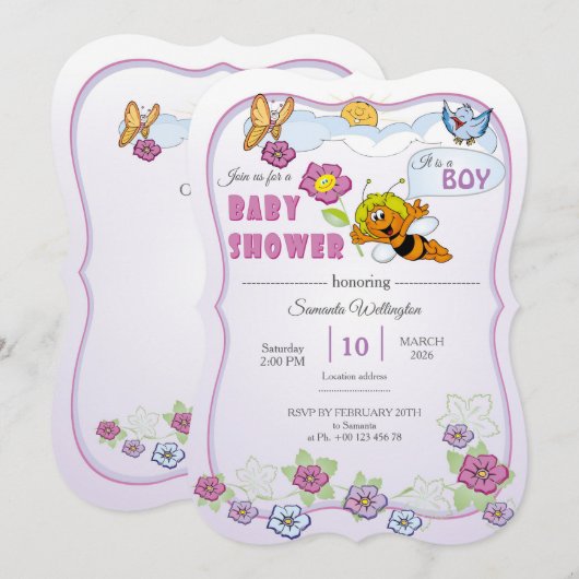 invitation for baby shower kaart (Voorkant / Achterkant)