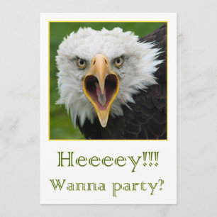 Invitation for party shouting bird of prey kaart