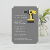 Invitation Forage électrique avec nom personnalisé - Jaune et (Debout devant)