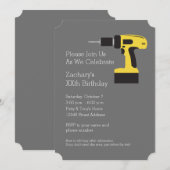 Invitation Forage électrique avec nom personnalisé - Jaune et (Devant / Derrière)