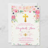 Invitation Foral and Gold Cross Communion (Devant)