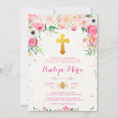 Invitation Foral et Gold Cross Baptism (Devant)
