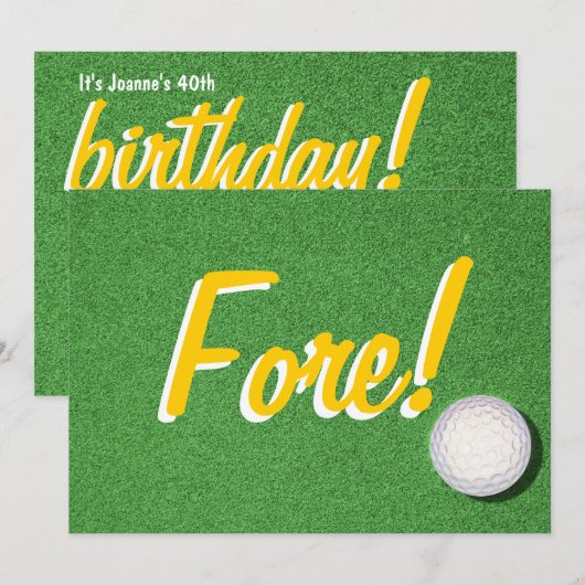 Invitation Fore - 40e anniversaire de golf (Devant / Derrière)