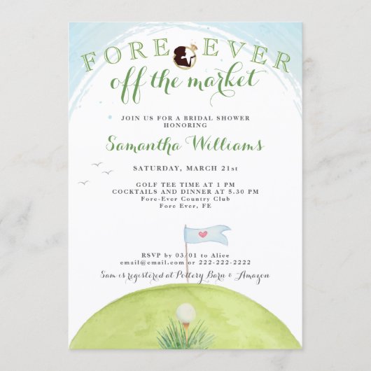 Invitation Fore Ever Off The Market Golf Bridal Shower (Devant)